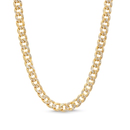 Made in Italy 5.5mm Diamond-Cut Cuban Curb Chain Necklace in Hollow 14K Two-Tone Gold – 22&quot;