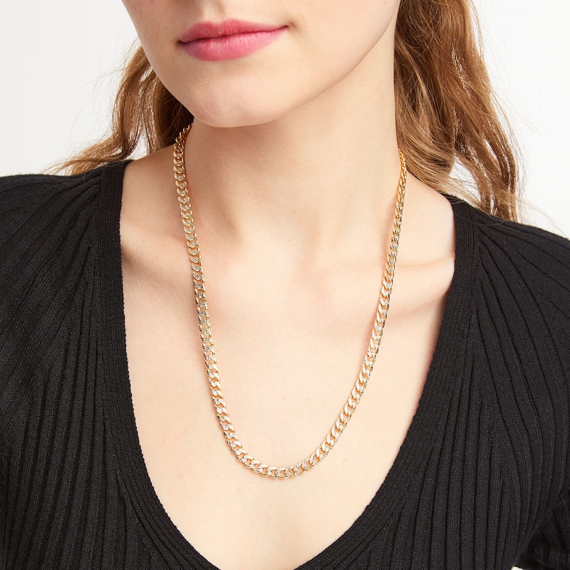 5.5mm Cuban Curb Chain Necklace in Hollow 10K Gold - 24