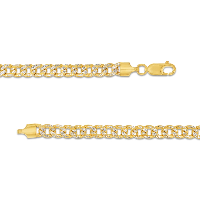 Made in Italy 5.5mm Diamond-Cut Cuban Curb Chain Necklace in Hollow 14K Two-Tone Gold – 22"