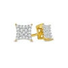 Thumbnail Image 0 of Men's 1/10 CT. T.W. Concave Square Multi-Diamond Stud Earrings in 10K Gold