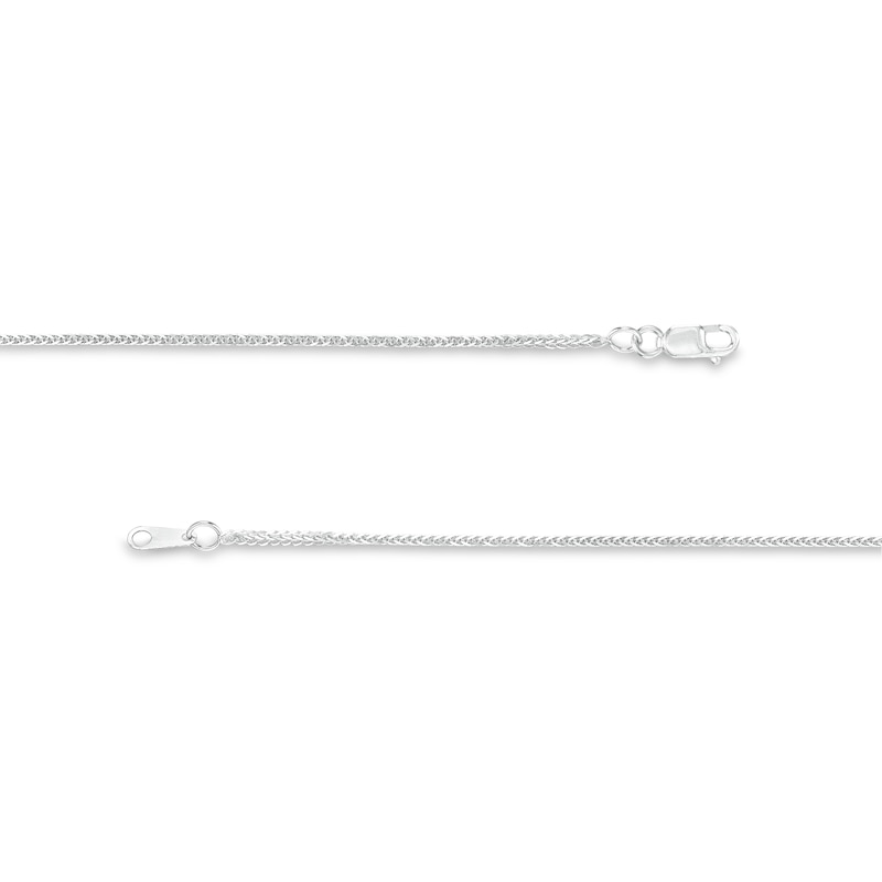 Main Image 3 of Men's 1.25mm Diamond-Cut Wheat Chain Necklace in Solid 14K White Gold - 18&quot;