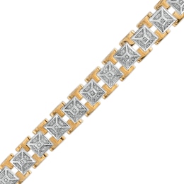 Men's 1/2 CT. T.W. Diamond Art Deco Pyramid Chain Link Bracelet in 10K Two-Tone Gold - 8.5&quot;