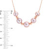 Thumbnail Image 2 of IMPERIAL® 7.0-10.0mm Pink Freshwater Cultured Pearl and Bead Graduated Five Stone Necklace in 14K Rose Gold