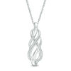 Thumbnail Image 0 of Diamond Accent Bead Looping Infinity Flame Drop Pendant in Sterling Silver
