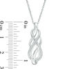 Thumbnail Image 1 of Diamond Accent Bead Looping Infinity Flame Drop Pendant in Sterling Silver