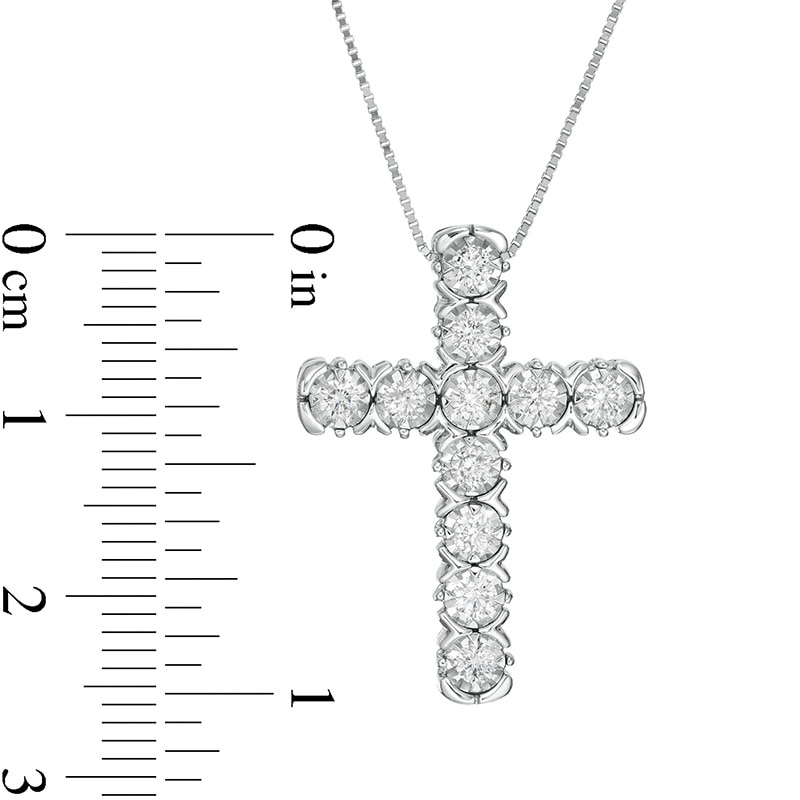 Main Image 2 of 1/4 CT. T.W. Diamond Cross Pendant in 10K White Gold