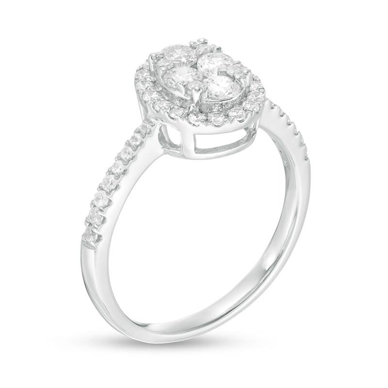 Main Image 2 of 3/4 CT. T.W. Oval Multi-Diamond Frame Ring in 10K White Gold