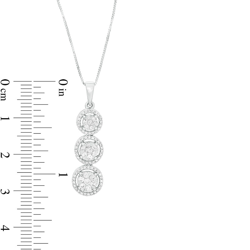 Main Image 2 of 1/2 CT. T.W. Multi-Diamond Frame Trio Drop Pendant in 10K White Gold