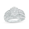 Thumbnail Image 0 of 1-1/2 CT. T.W. Composite Oval Diamond Multi-Row Engagement Ring in 10K White Gold
