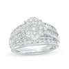 Thumbnail Image 3 of 1-1/2 CT. T.W. Composite Oval Diamond Multi-Row Engagement Ring in 10K White Gold