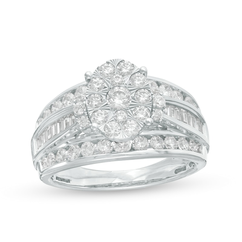 1-1/2 CT. T.W. Composite Oval Diamond Multi-Row Engagement Ring in 10K White Gold