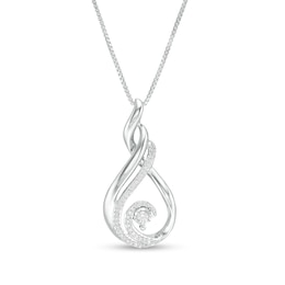 1/10 CT. T.W. Diamond Double Flame Pendant in Sterling Silver