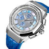 Thumbnail Image 1 of Men's JBW Saxon 1/6 CT. T.W. Diamond Strap Watch with Blue Dial (Model: JB-6101L-10B)