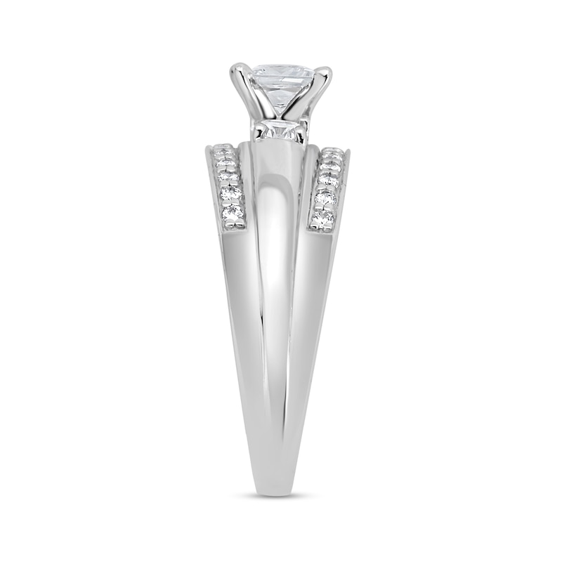 Main Image 2 of 1 CT. T.W. Princess-Cut Diamond Double Row Engagement Ring in 14K White Gold