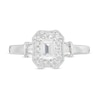 Thumbnail Image 4 of 3/4 CT. T.W. Certified Emerald-Cut Diamond Octagonal Frame Vintage-Style Engagement Ring in 14K White Gold (I/I1)