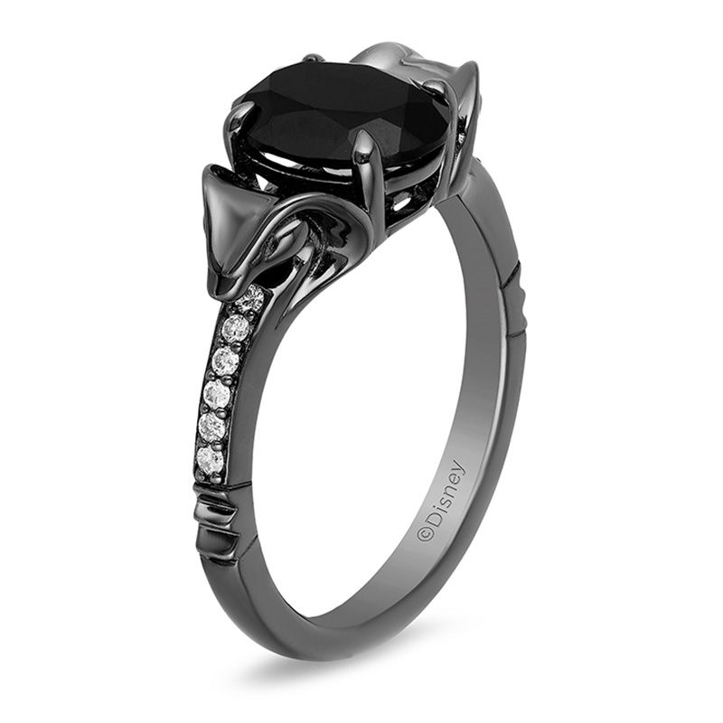 Main Image 2 of Enchanted Disney Villains Jafar Oval Onyx and 1/15 CT. T.W. Diamond Snake Ring in Sterling Silver with Black Rhodium