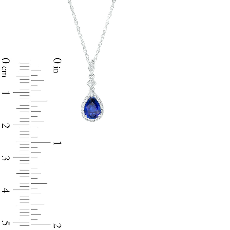 Pear Shape Drop Leaf Diamond Necklace For Women With Sapphire In 14K Rose  Gold