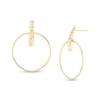 Thumbnail Image 1 of Textured Circle Dangle Hoop Earrings in 14K Gold