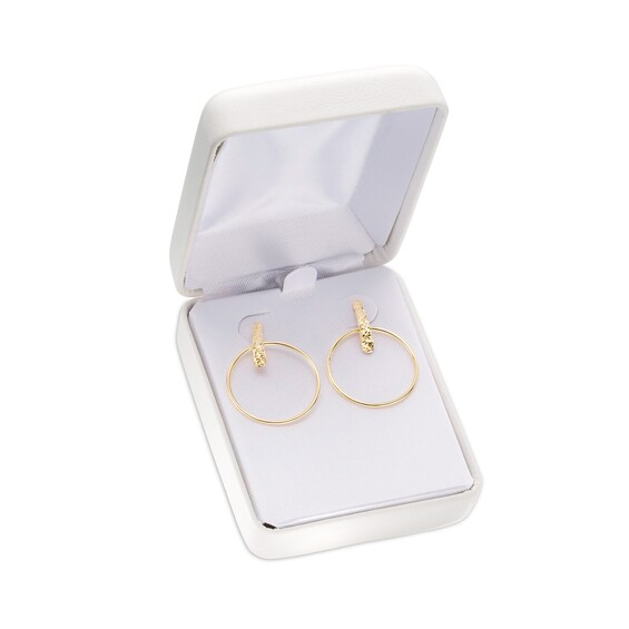 Textured Circle Dangle Hoop Earrings in 14K Gold | Zales Outlet