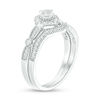 Thumbnail Image 3 of 4.0mm Cushion-Cut Lab-Created White Sapphire Frame Vintage-Style Bridal Set in 10K White Gold