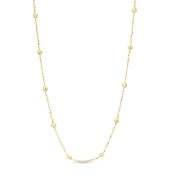Textured Brilliance Bead Station Necklace in 10K Gold