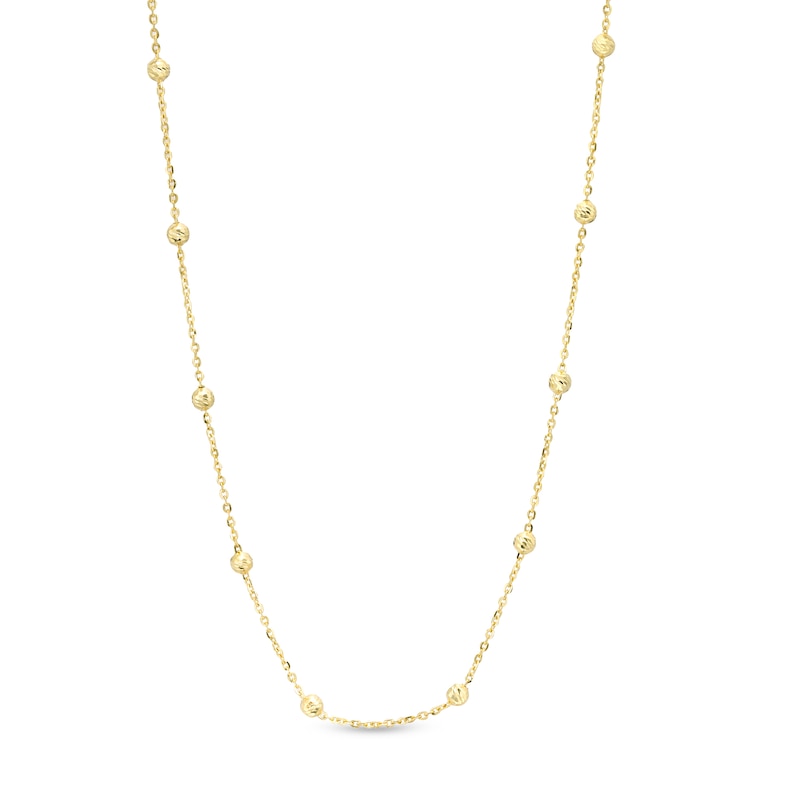 Main Image 1 of Textured Brilliance Bead Station Necklace in 10K Gold