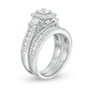 Thumbnail Image 3 of 2 CT. T.W. Diamond Past Present Future® Cushion Frame Bridal Set in 14K White Gold