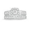 Thumbnail Image 4 of 2 CT. T.W. Diamond Past Present Future® Cushion Frame Bridal Set in 14K White Gold