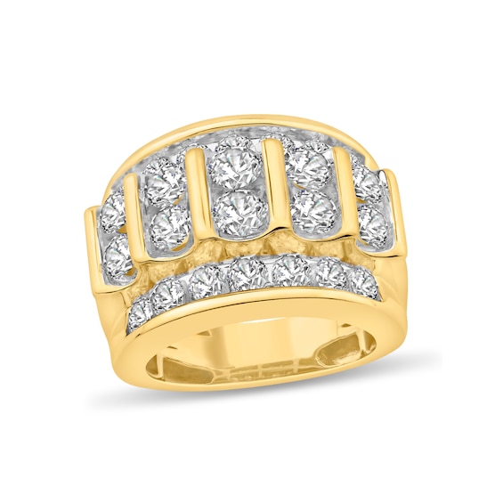 Men's 4.94 CT. T.W. Diamond Multi-Row Column Ring in 10K Gold | Zales ...
