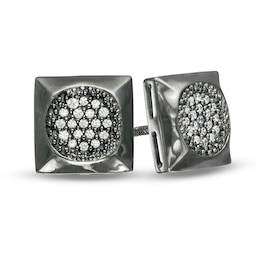 Men's 1/8 CT. T.W. Composite Diamond Square Stud Earrings in Sterling Silver with Black Rhodium