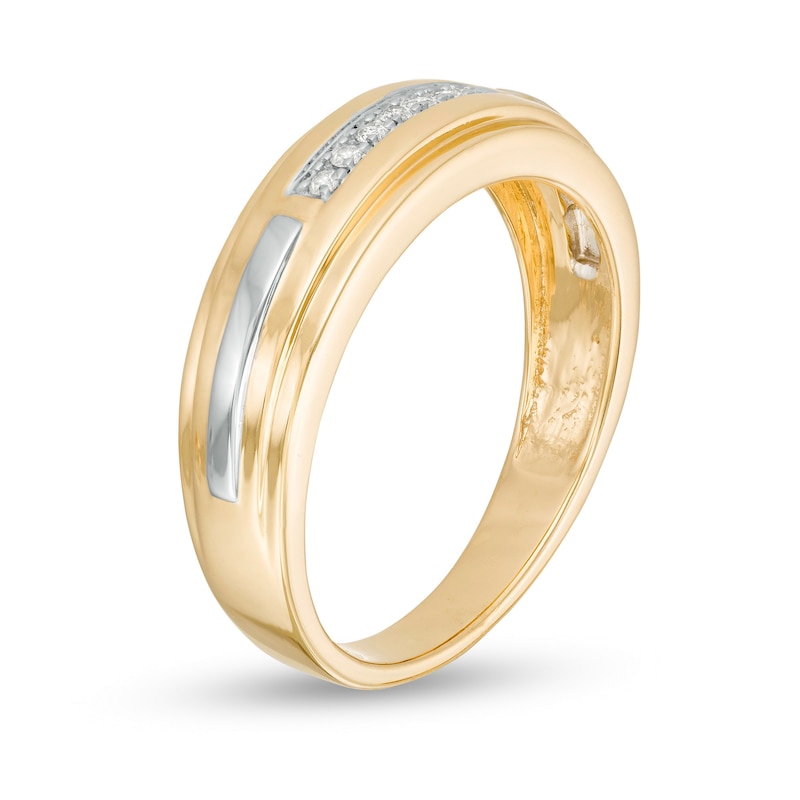 Two Tone 10K Yellow Gold Wedding Band and Engagement Ring Set