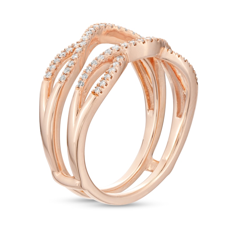 Main Image 2 of 1/4 CT. T.W. Diamond Twist Contour Solitaire Enhancer in 14K Rose Gold