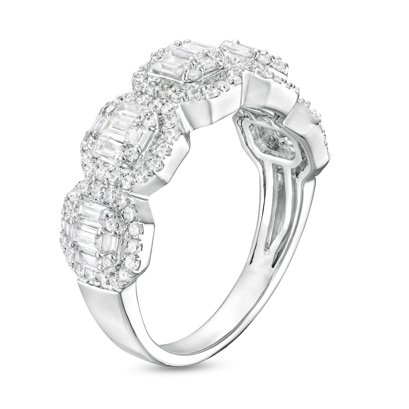 Main Image 3 of 1 CT. T.W. Octagon Multi-Diamond Five Stone Ring in 14K White Gold