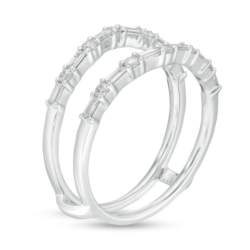 Main Image 2 of 1/2 CT. T.W. Baguette and Round Diamond Contour Solitaire Enhancer in 14K White Gold