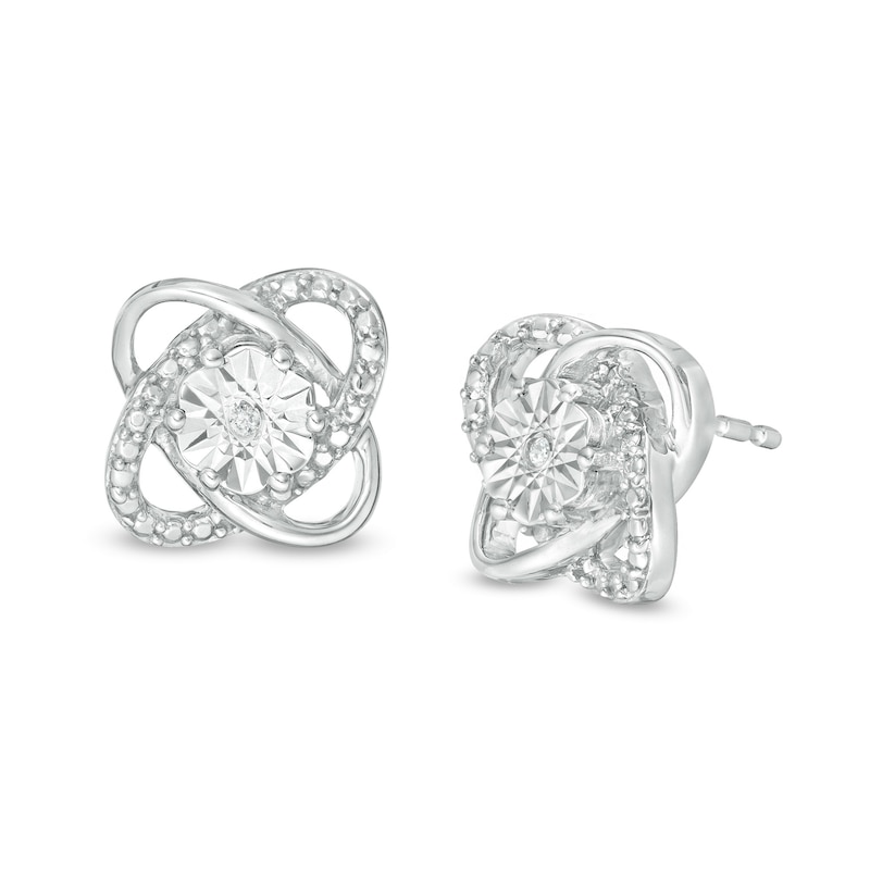 Main Image 1 of Diamond Accent Orbit Love Knot Stud Earrings in Sterling Silver