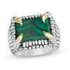 Thumbnail Image 1 of EFFY™ Collection Men's Rectangle Malachite Reptile Scale Ring in Sterling Silver and 14K Gold