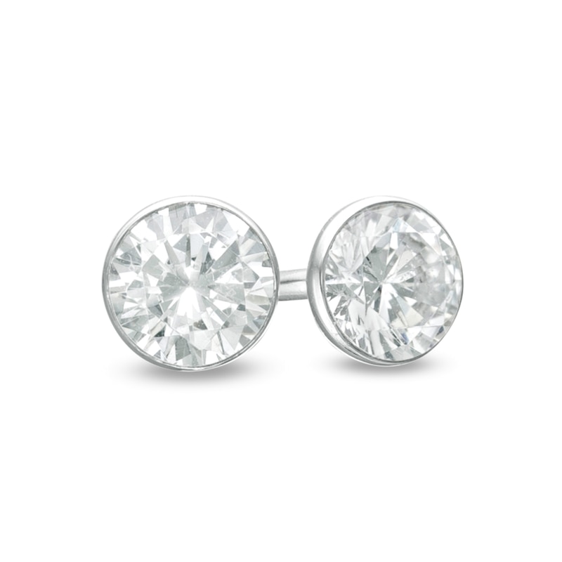 14K White Gold Solitaire Diamond Earrings Pressure Set Diamond Earring Stud  Gift