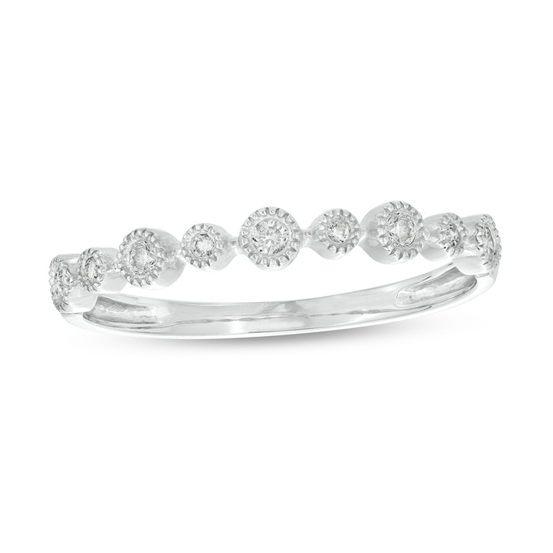 Main Image 1 of 1/10 CT. T.W. Diamond Alternating Nine Stone Stackable Anniversary Band in 10K White Gold