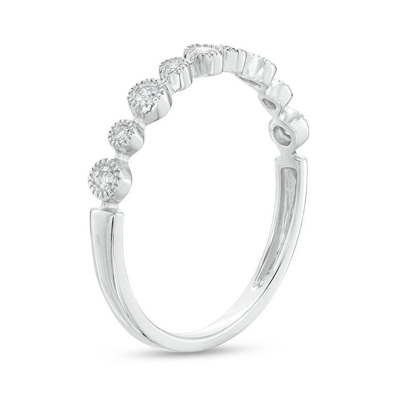 Main Image 2 of 1/10 CT. T.W. Diamond Alternating Nine Stone Stackable Anniversary Band in 10K White Gold