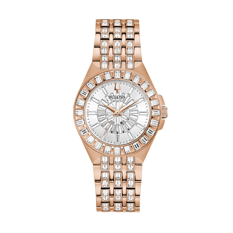 Main Image 1 of Ladies' Bulova Phantom Crystal Accent Rose-Tone IP Watch with Silver-Tone Dial (Model: 98L268)