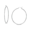 Thumbnail Image 1 of 2.0 x 50.0mm Diamond-Cut Hoop Earrings in 10K White Gold