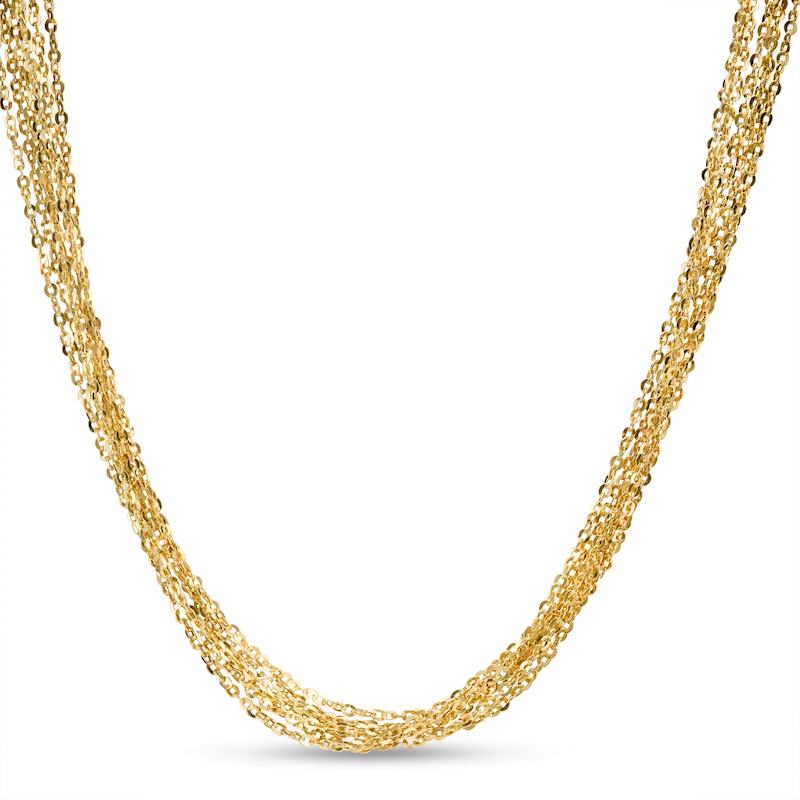 Made in Italy 030 Gauge Multi-Strand Cable Chain Necklace in Sterling Silver with 18K Gold Plate - 18"