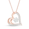 Thumbnail Image 1 of 1/15 CT. T.W. Diamond Tilted Double Heart Outline Pendant in Sterling Silver with 14K Rose Gold Plate