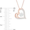 Thumbnail Image 3 of 1/15 CT. T.W. Diamond Tilted Double Heart Outline Pendant in Sterling Silver with 14K Rose Gold Plate