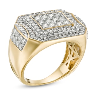 Men's 2 CT. T.W. Composite Diamond Rectangular Frame Ring in 10K Gold ...