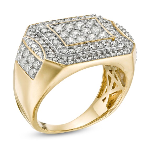 Men's 2 CT. T.W. Composite Diamond Rectangular Frame Ring in 10K Gold ...