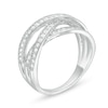 Thumbnail Image 3 of 3/8 CT. T.W. Diamond Multi-Row Crossover Anniversary Band in Sterling Silver