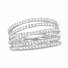 Thumbnail Image 1 of 3/4 CT. T.W. Diamond Multi-Row Crossover Anniversary Band in Sterling Silver