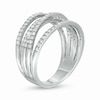 Thumbnail Image 3 of 3/4 CT. T.W. Diamond Multi-Row Crossover Anniversary Band in Sterling Silver