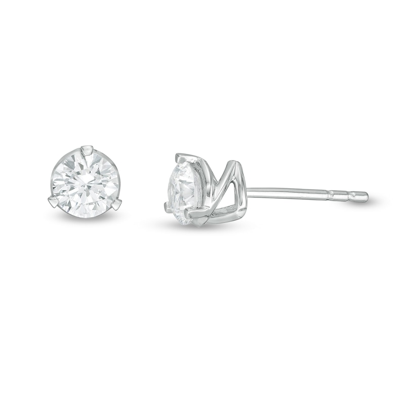 Main Image 1 of Zales Private Collection 5/8 CT. T.W. Certified Colourless Diamond Solitaire Stud Earrings in 14K White Gold (F/I1)